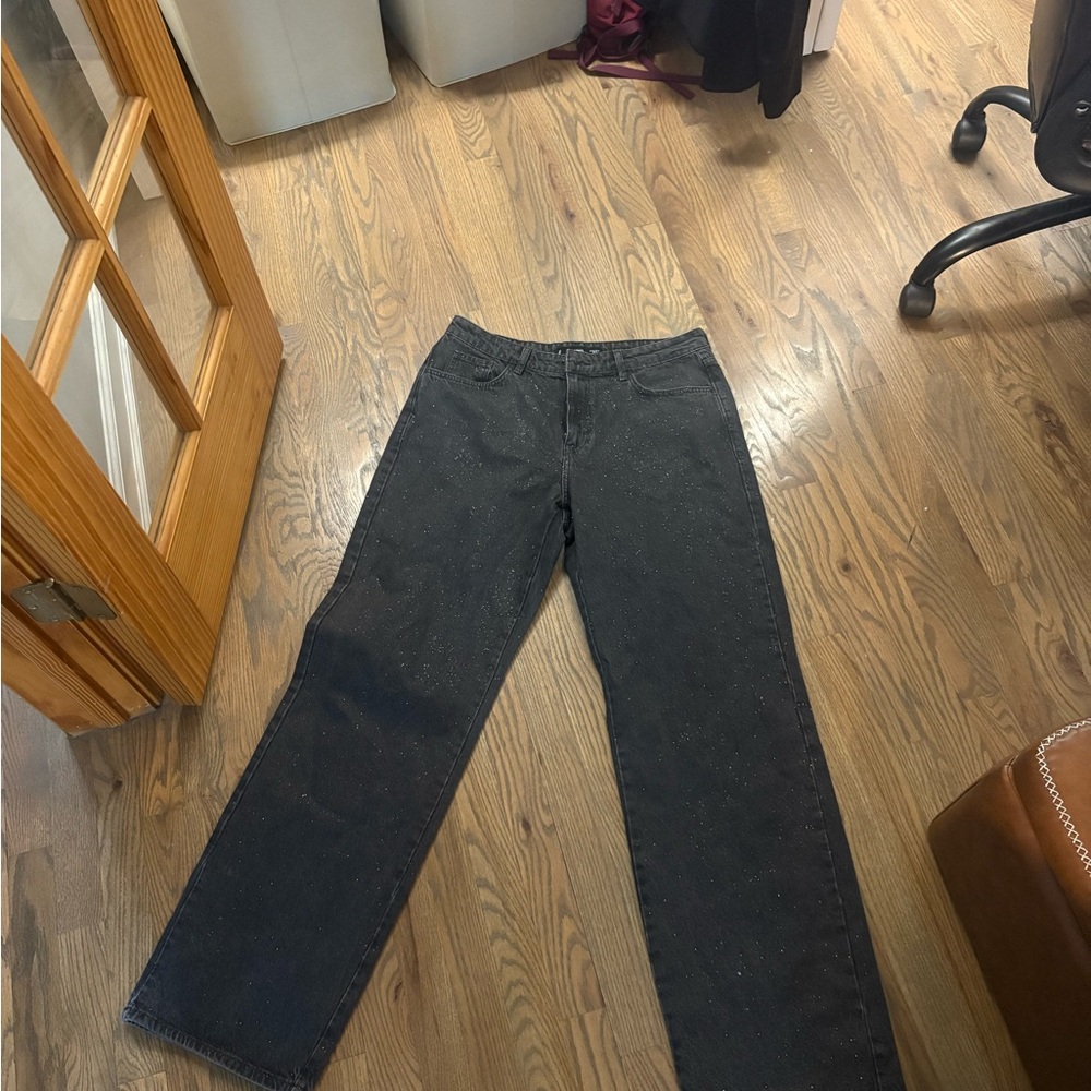 Mango Charcoal Denim Pants sparkly